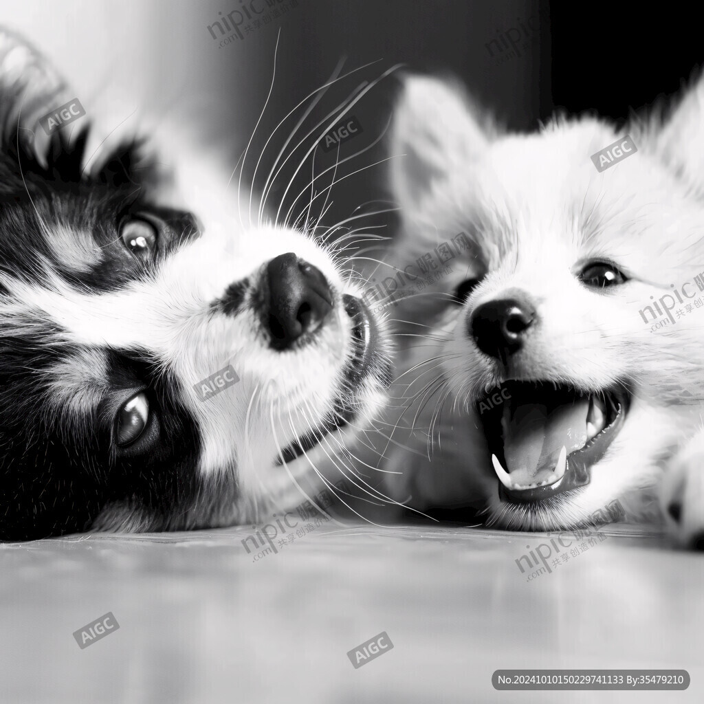 猫狗和谐画面