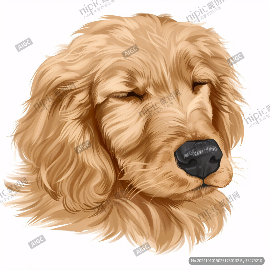 手绘金毛犬