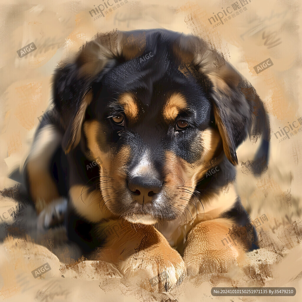 狗狗写实插画