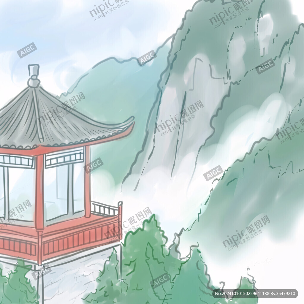爱晚亭插画