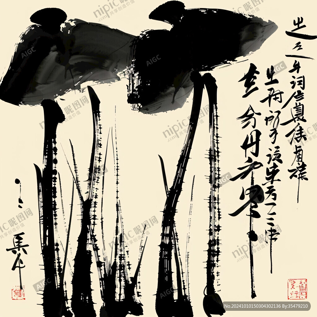 丝瓜国画水墨丝瓜