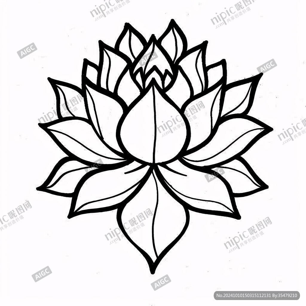 莲花线条图