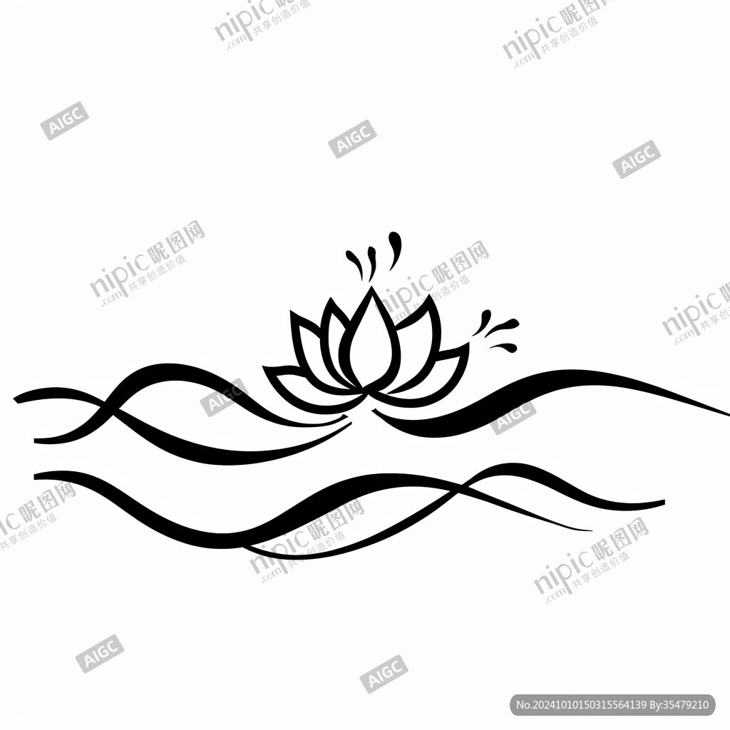 白描线形单线水纹设计