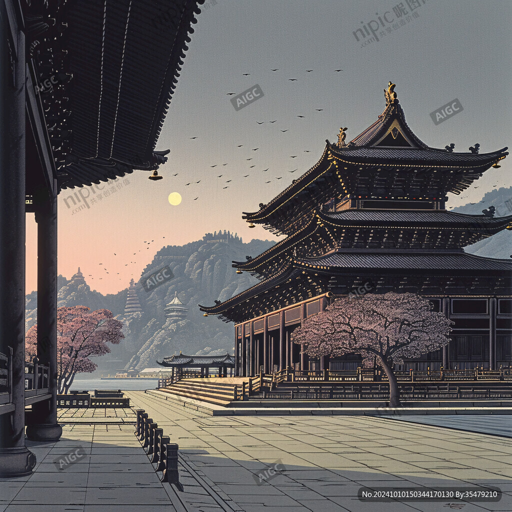 皇宫楼阁插画