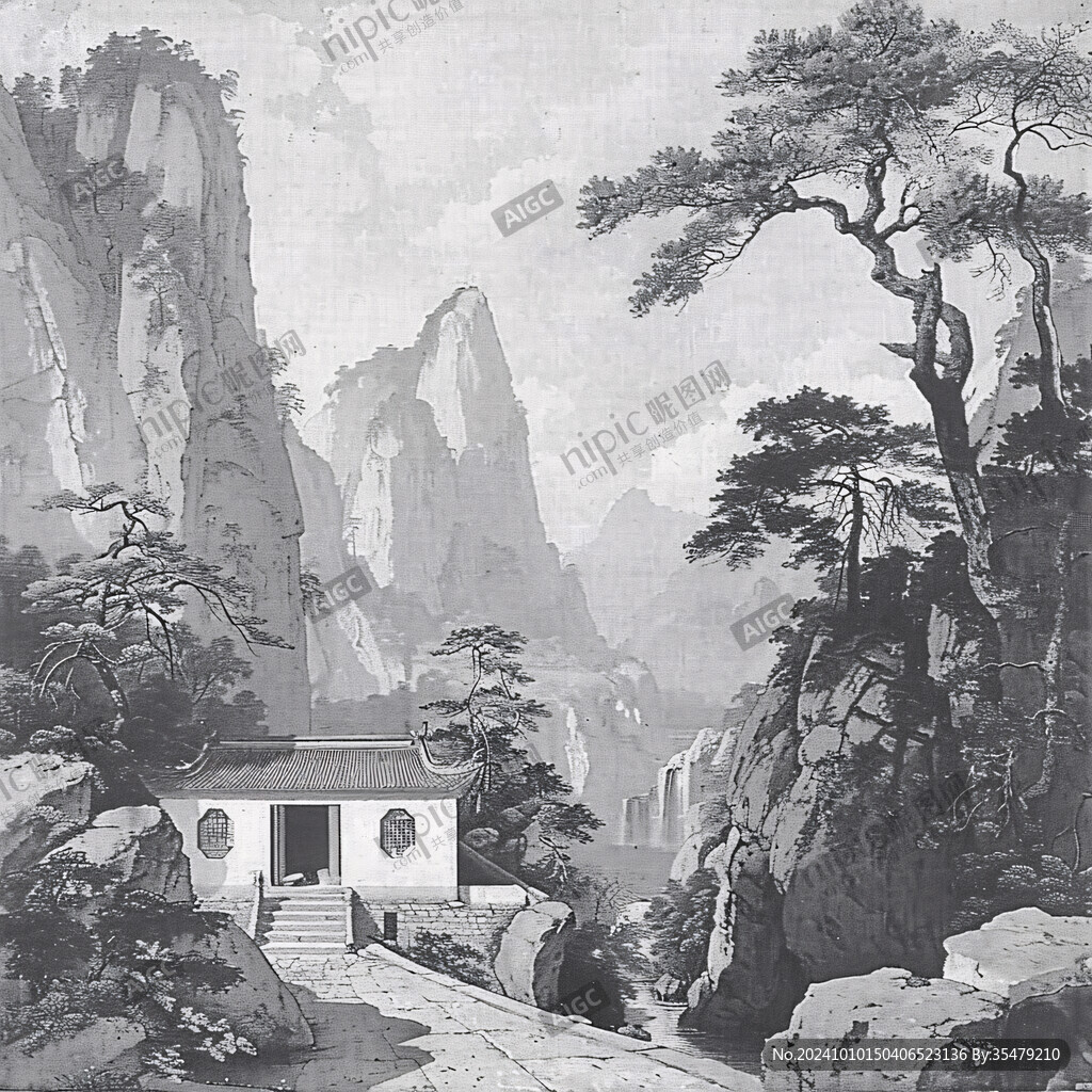 高山厅堂山水