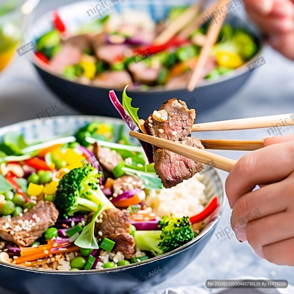 筷子夹牛肉