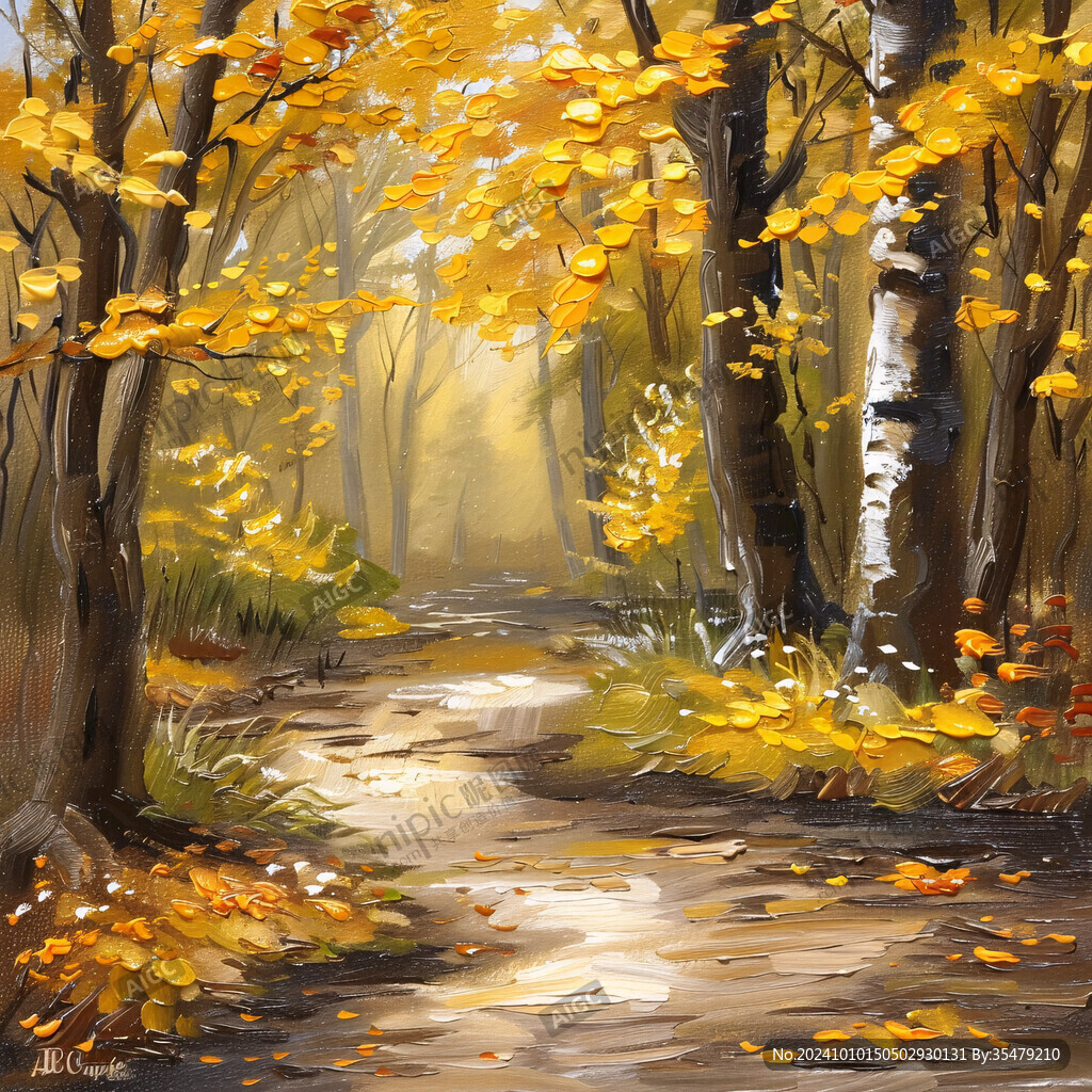 秋天美景秋天森林画