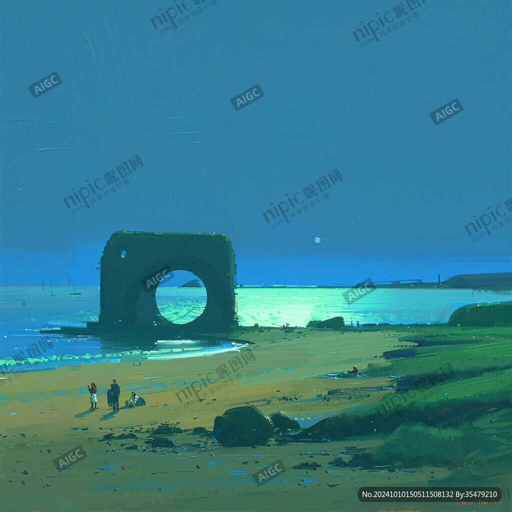 插画海边