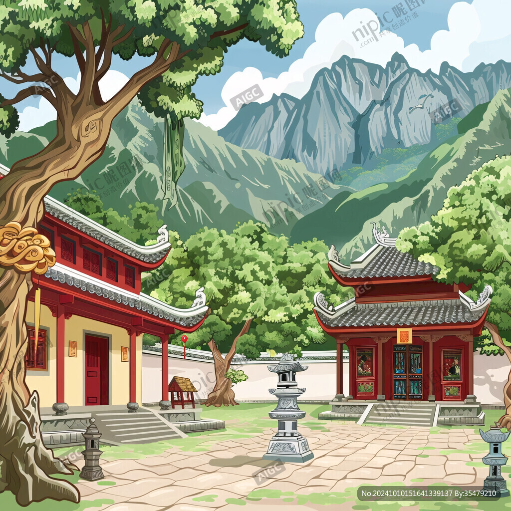 江南香山风景区插画