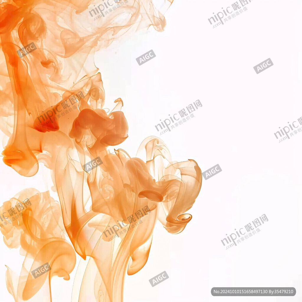 水墨烟雾红丝带