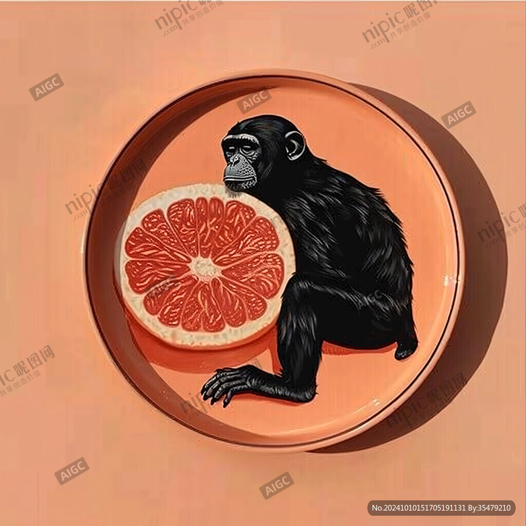 猩猩插画图案印花