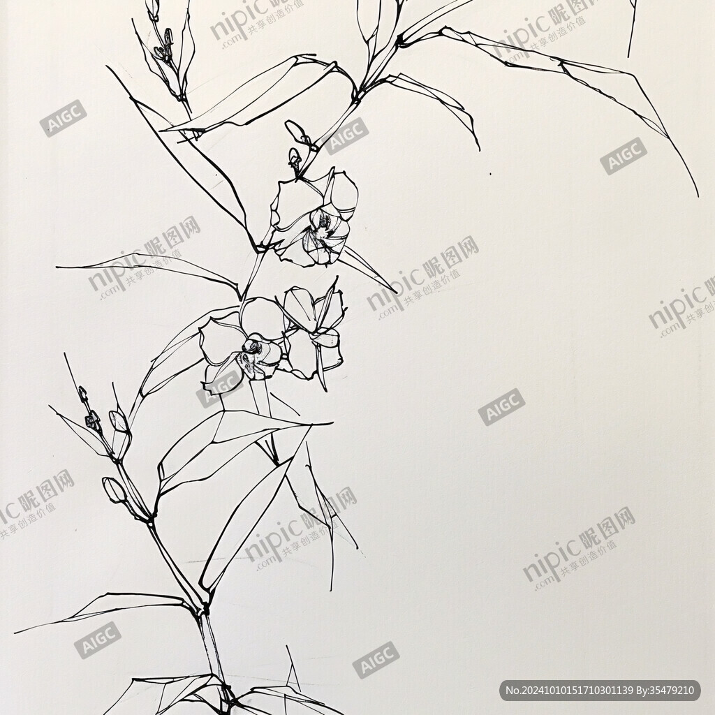 白描吊钟花