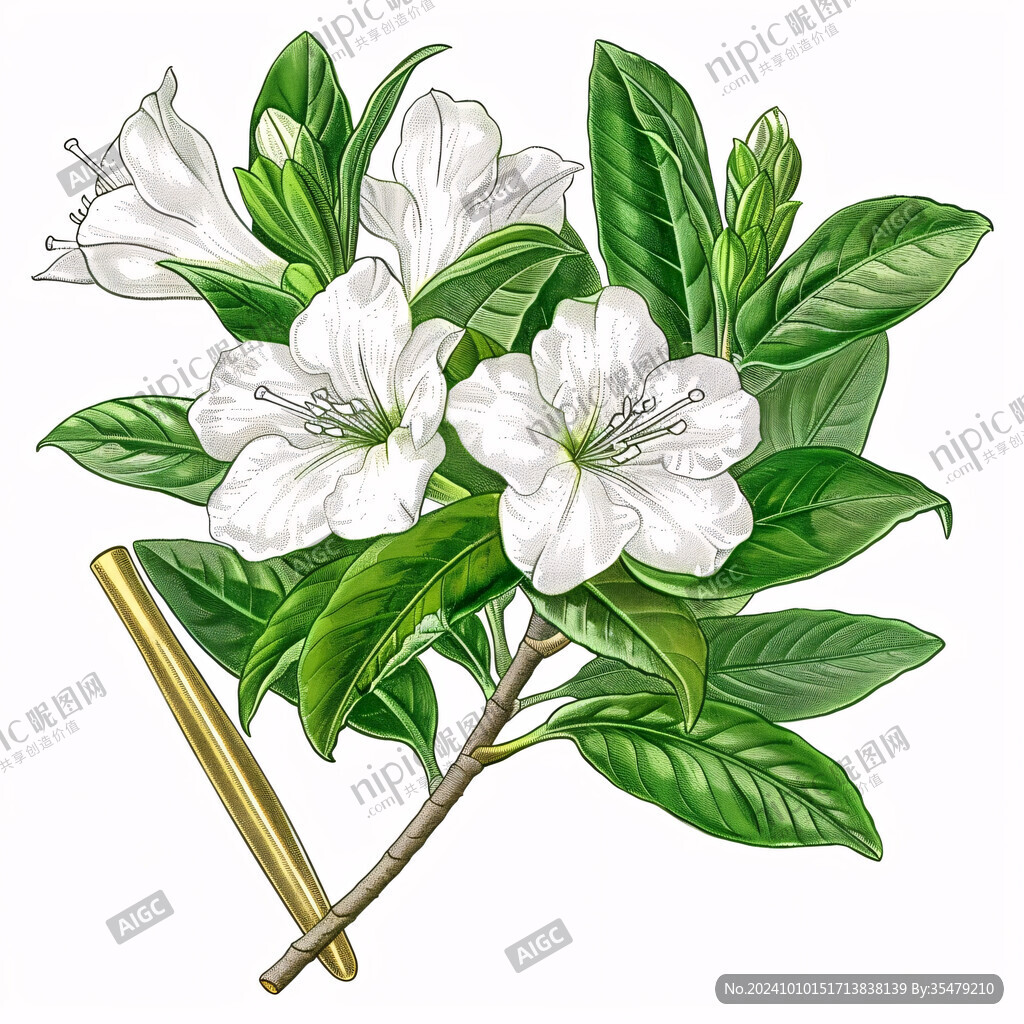 手绘栀子花