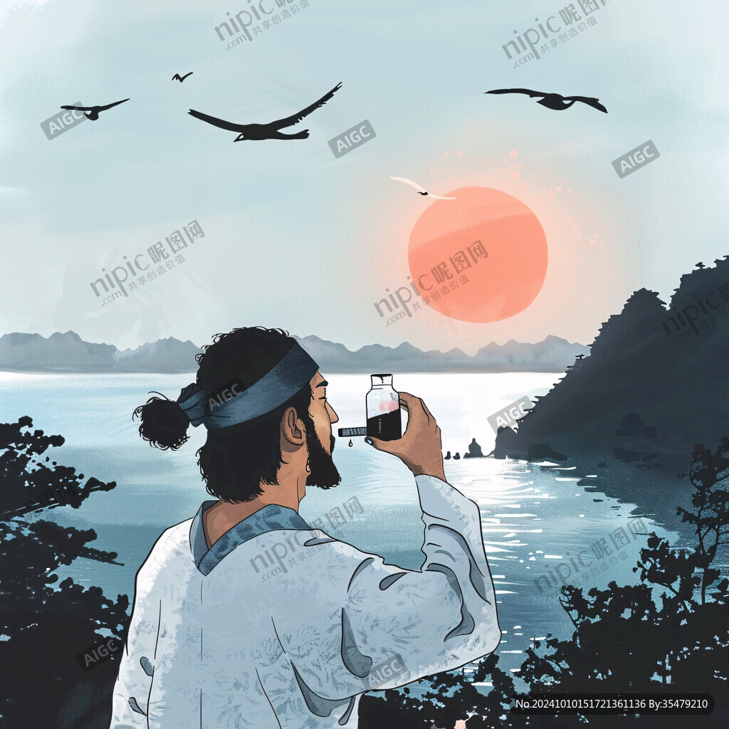 看日出插画