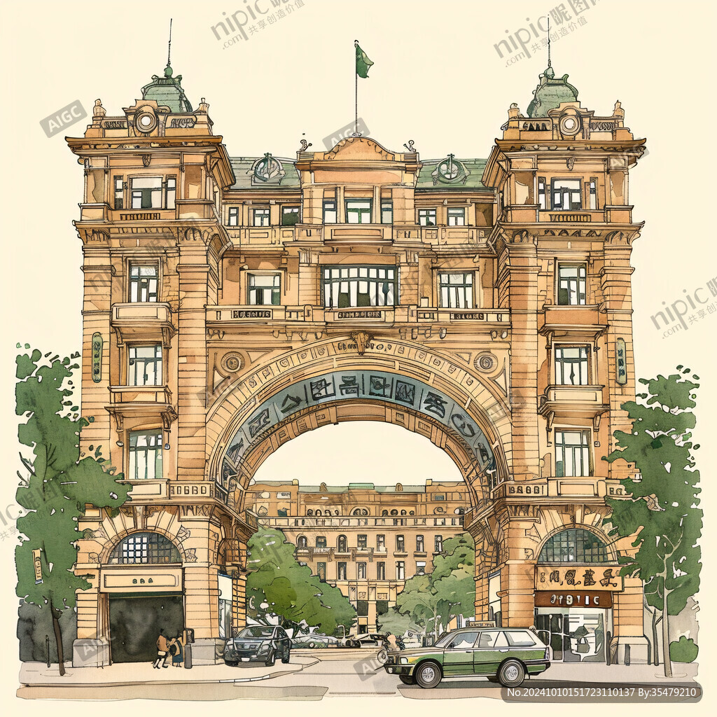 匈牙利地标建筑插画