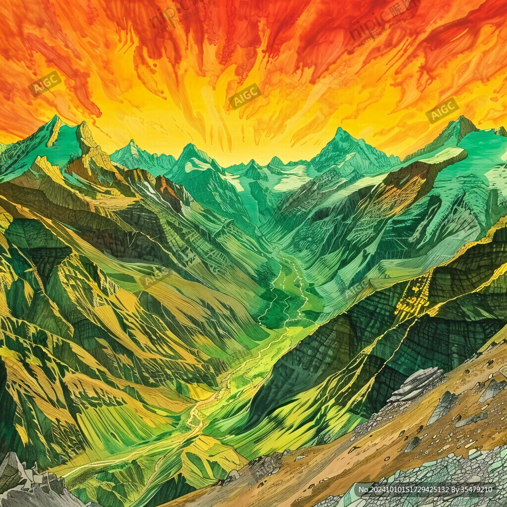 珠穆拉玛峰插画