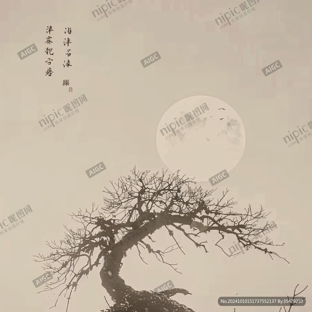 意境水墨古树