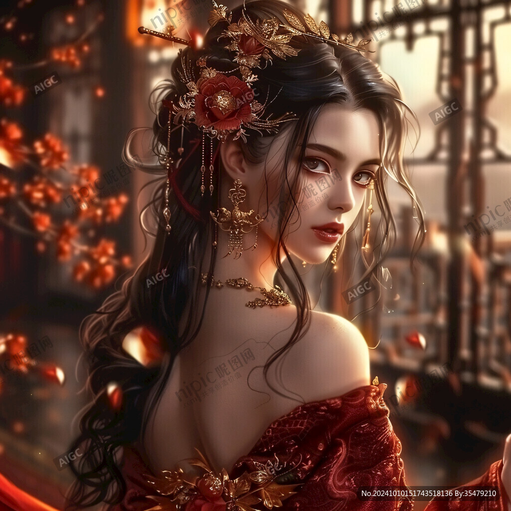 宫廷美女人物插画