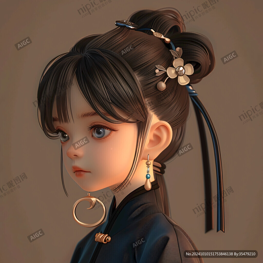 q版古风女孩插画