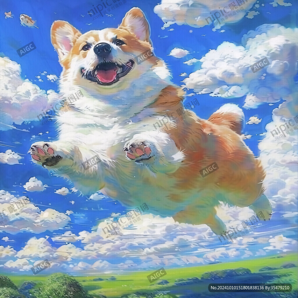 蓝天白云背景狗狗云朵