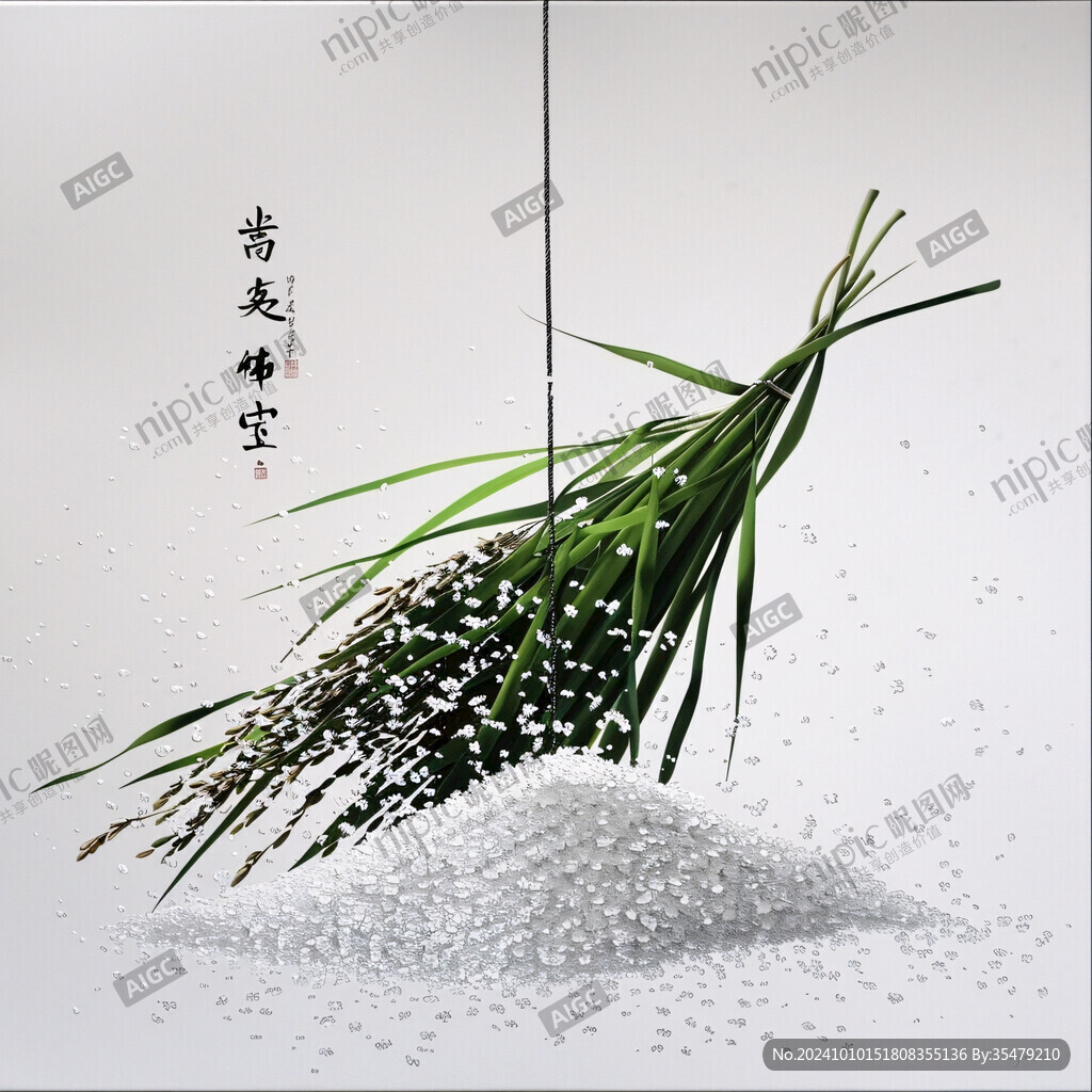 国画小品水墨水稻
