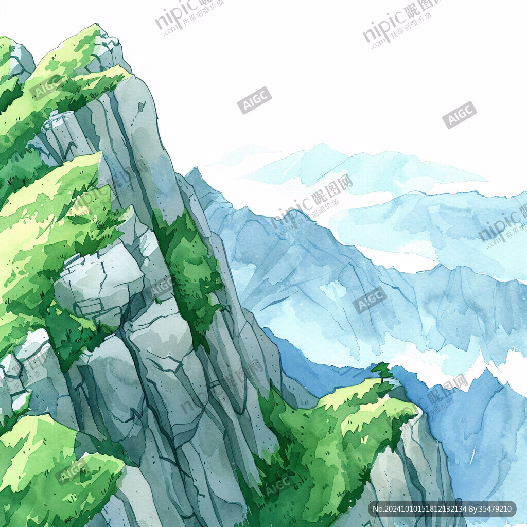 插画山山峰