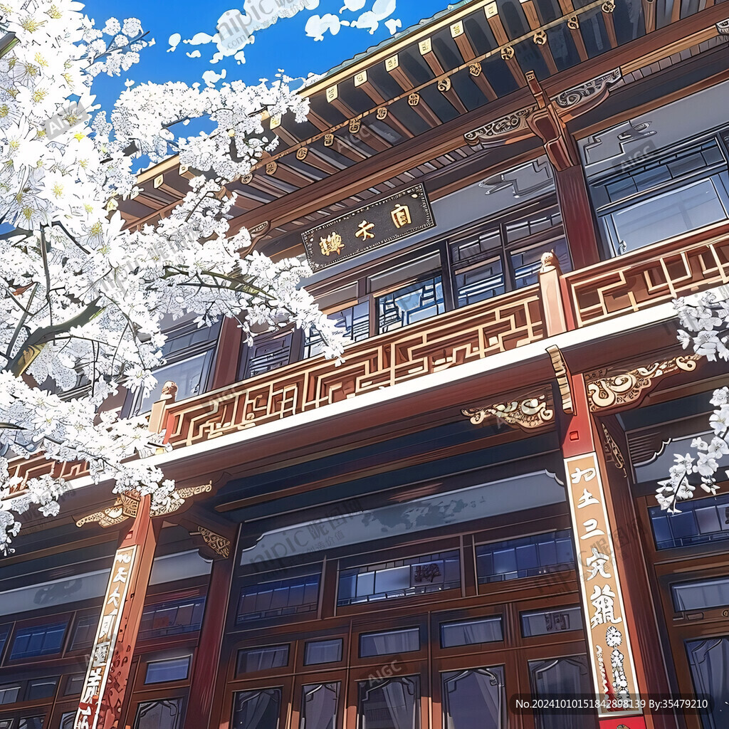赏樱楼插画