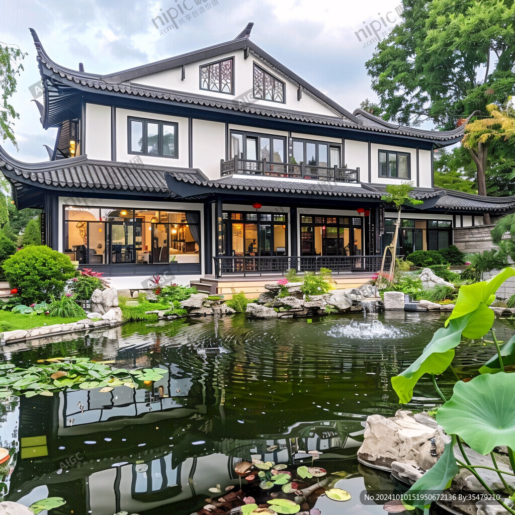 中式建筑园林中式别墅