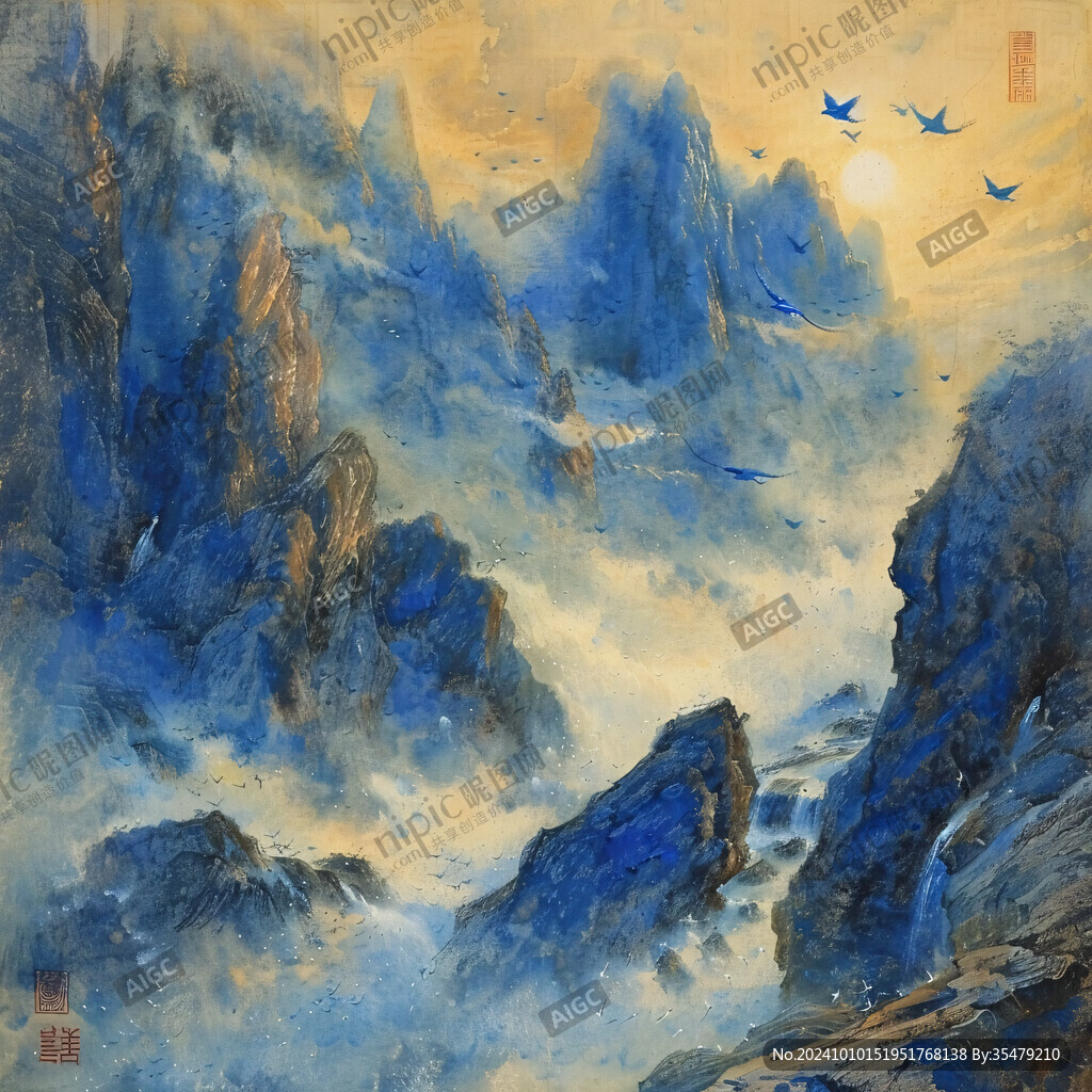 禅境山峰群山国画油画