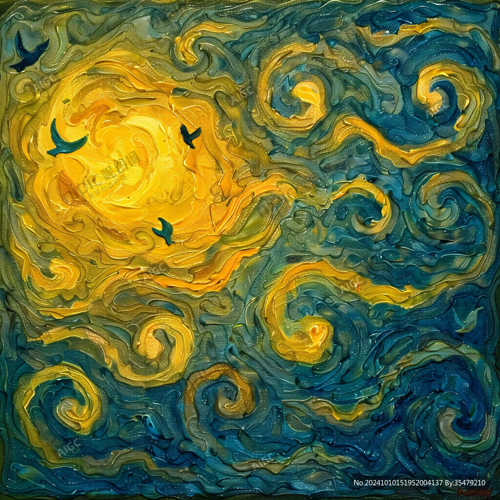 蔚蓝星空凤凰壁画
