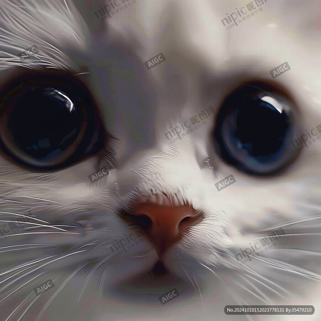 手绘大眼萌猫咪装饰画