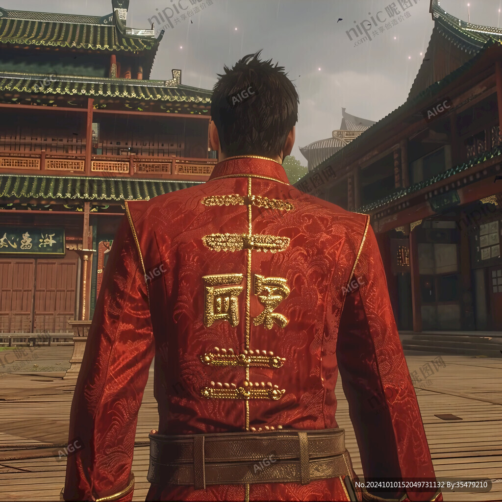 大清官府水脚红色礼服