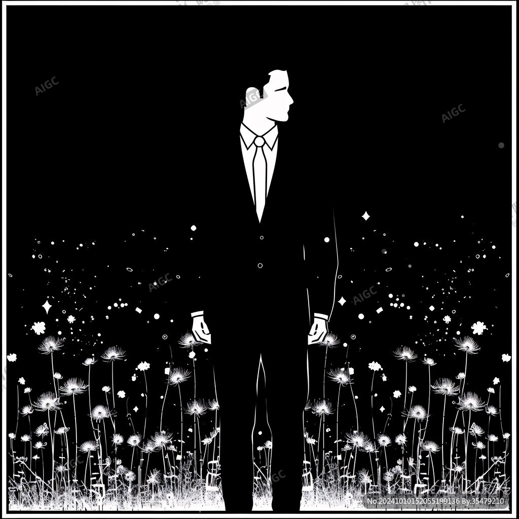 电脑画酒店画黑白画