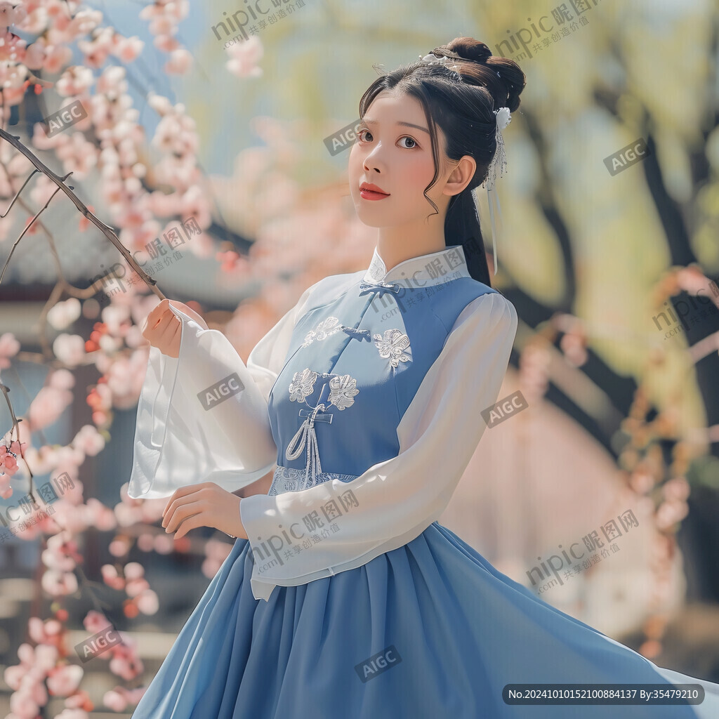 淡雅蓝色汉服