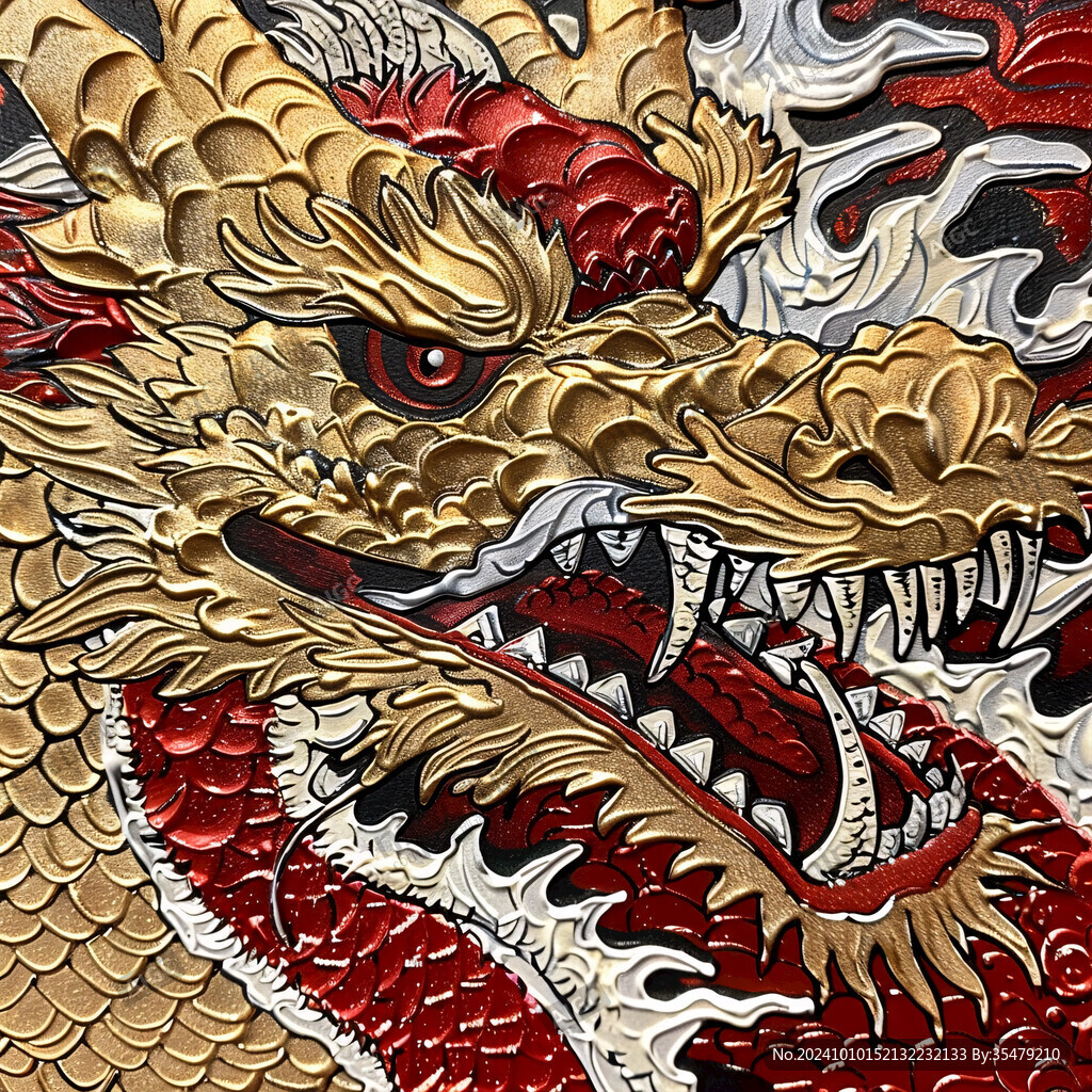 手绘龙壁画