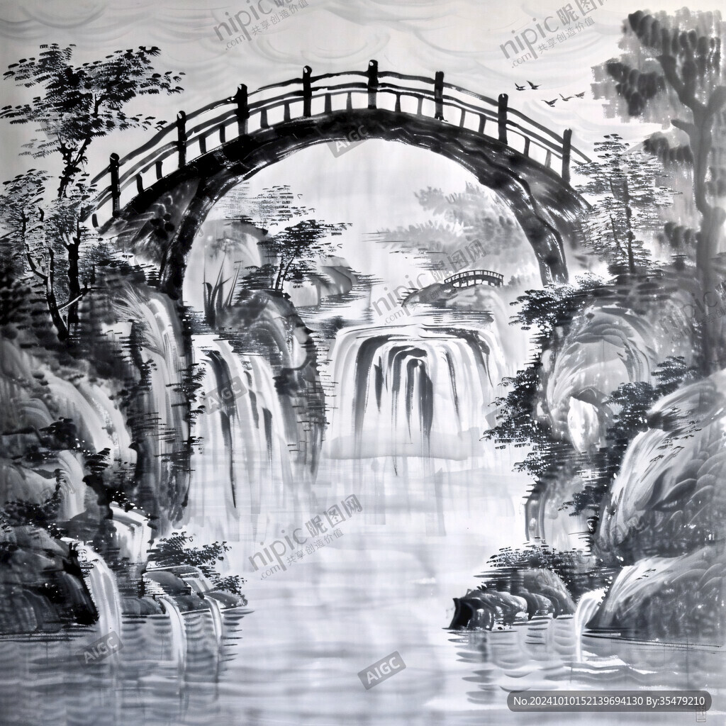 水画手绘风景画