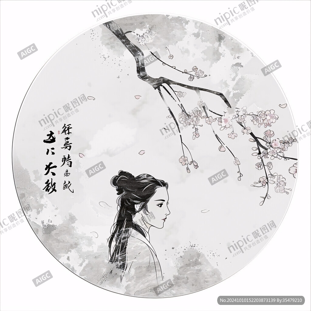 言情插画团扇画