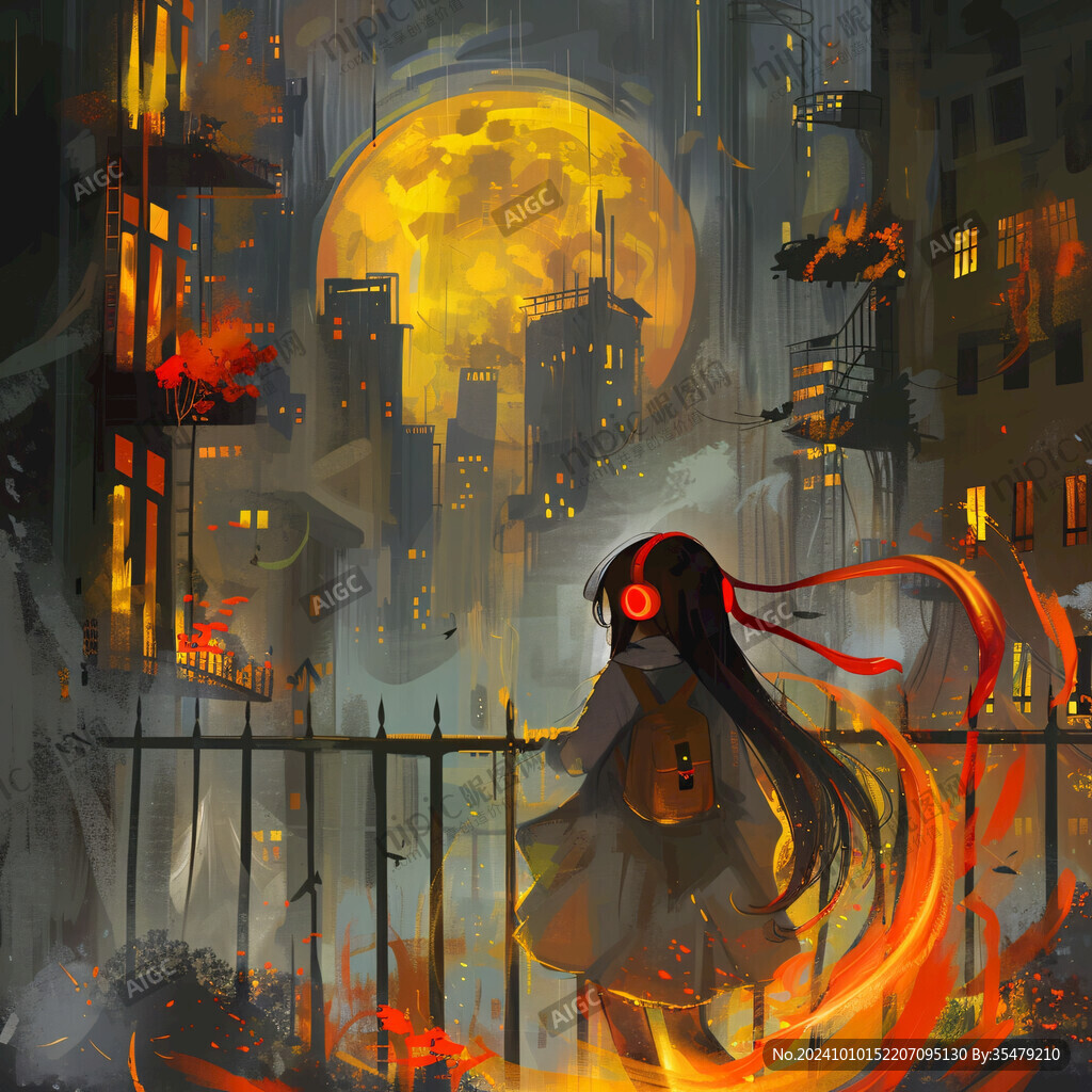 月光插画月光下