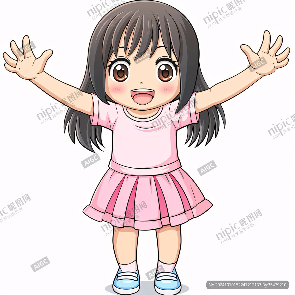 快乐的小女孩插画