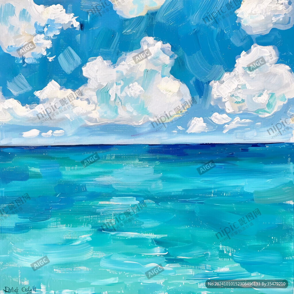 碧海蓝天绘画