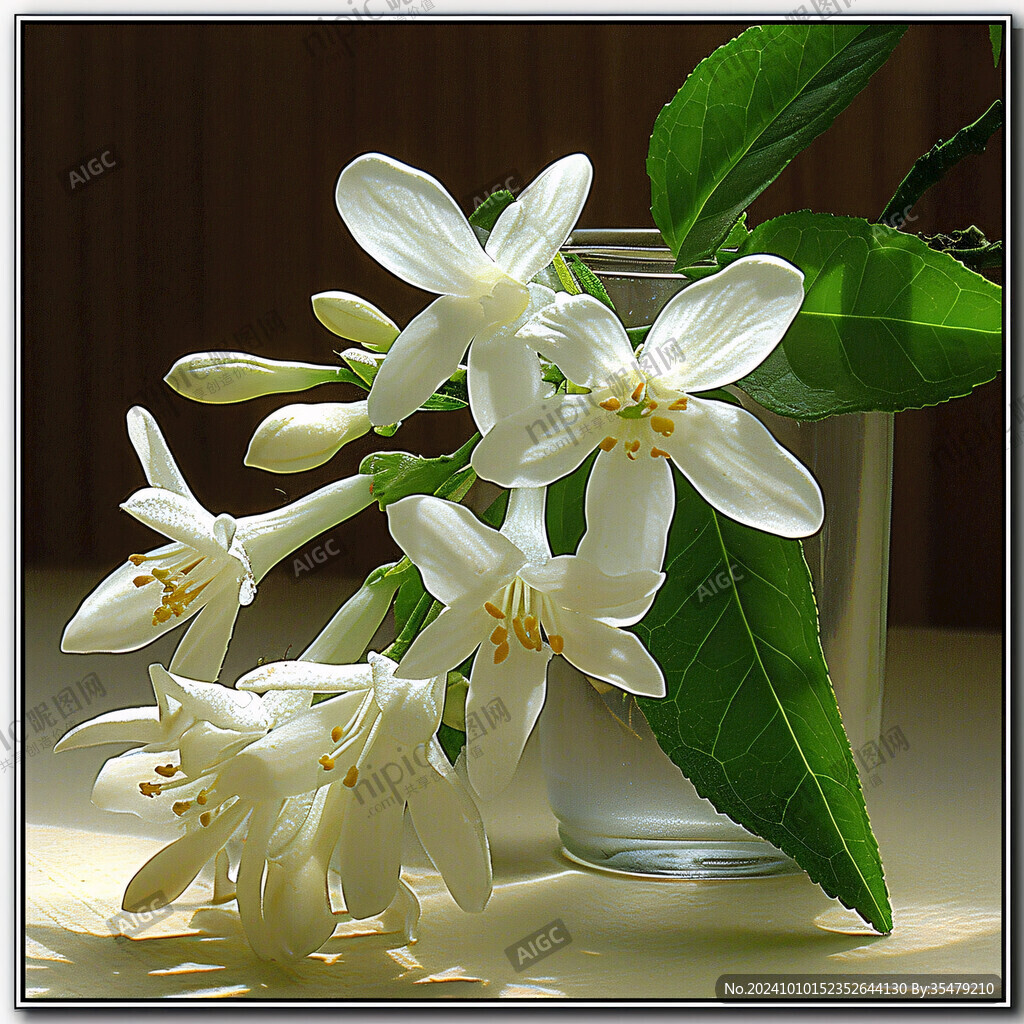写实喷绘茉莉花