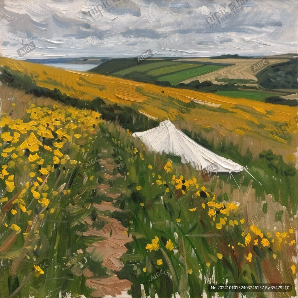 小黄花油画