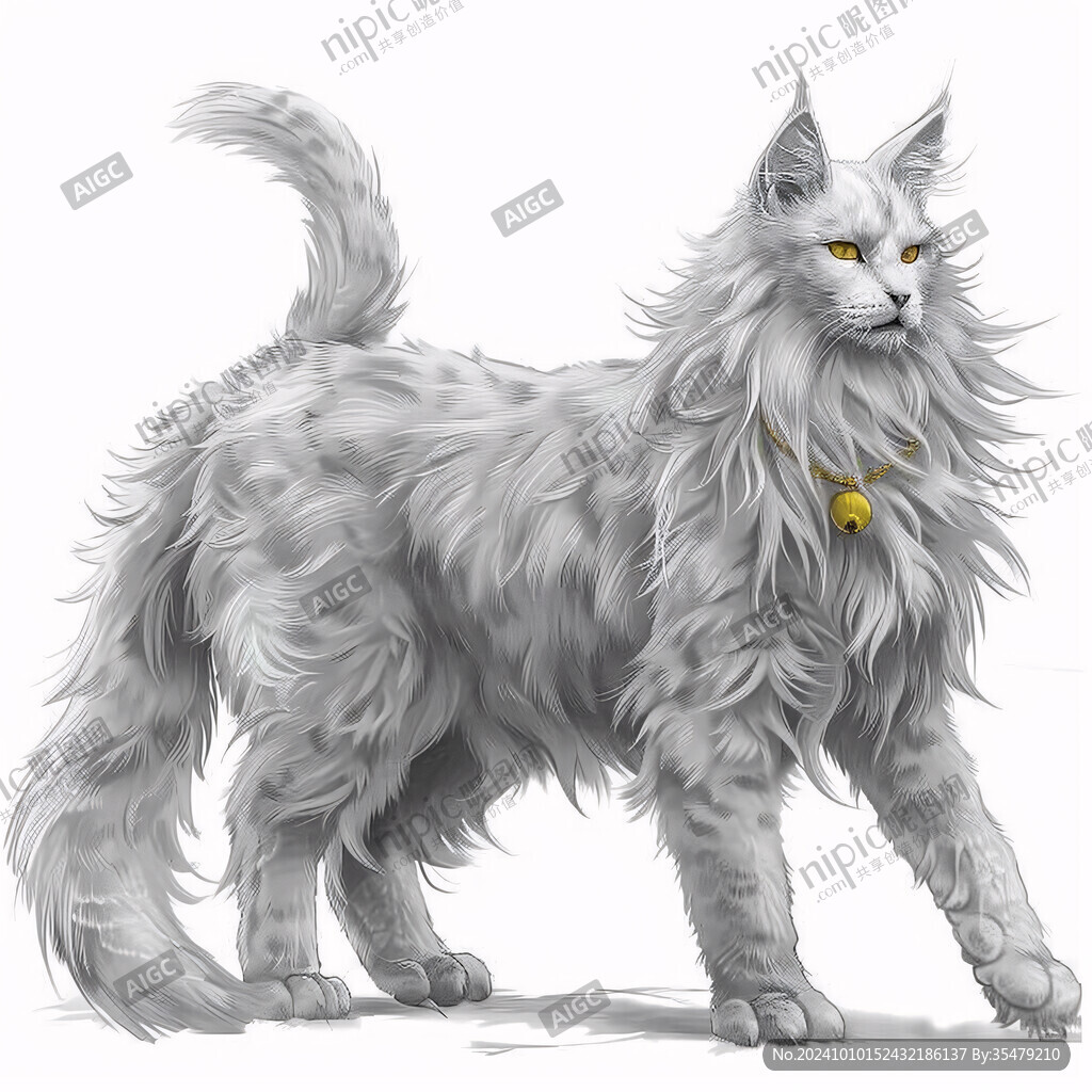 卡通长毛猫插画