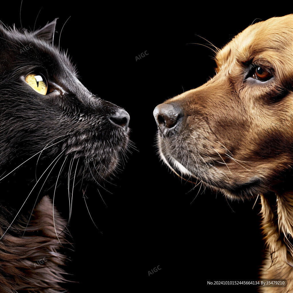 猫狗和谐画面