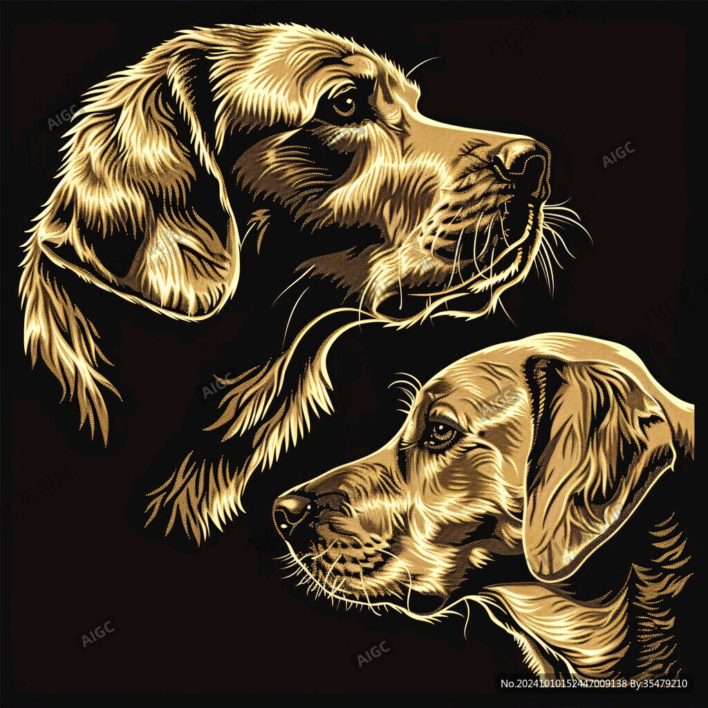 手绘金毛犬