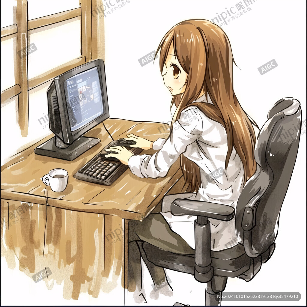 女生工作插画