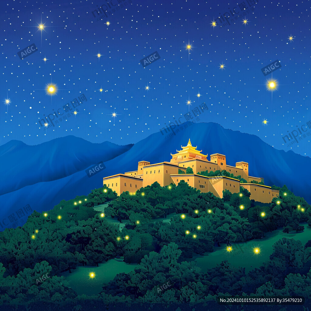 布达拉宫星空背景