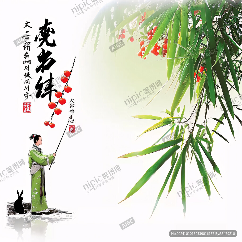 文竹墨竹清廉中国风
