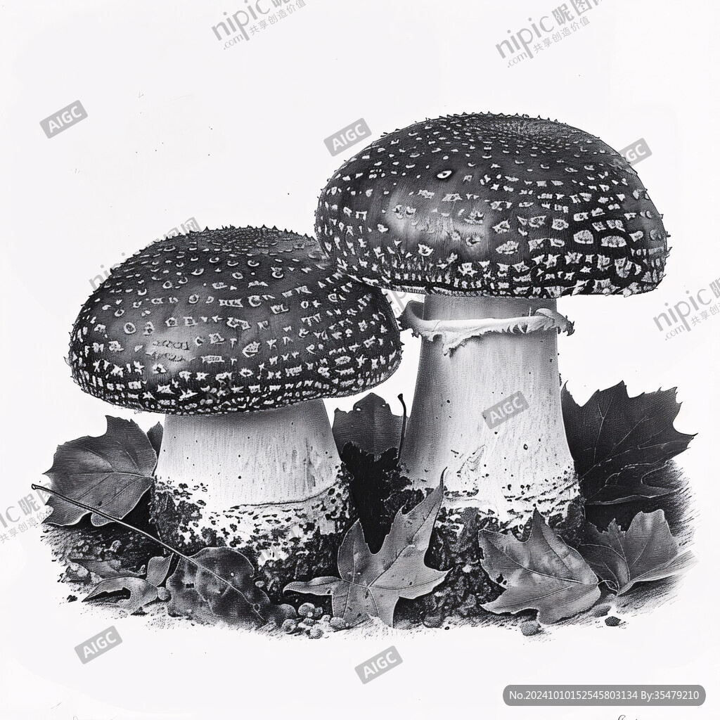 手绘香菇插画