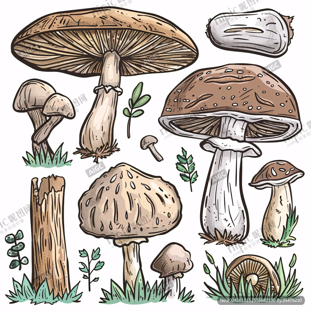 各种蘑菇插画